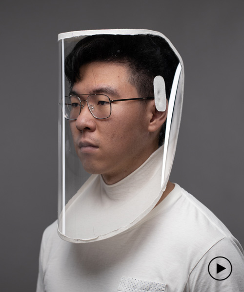 'X-hood' face shield by stuck design offers a wearable isolation shell made of two flat sheets