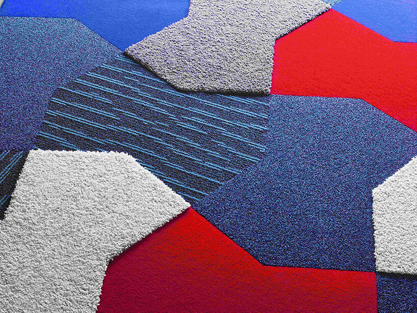 vorwerk flooring's acoustic tile system mimics nature to lay free-form shapes