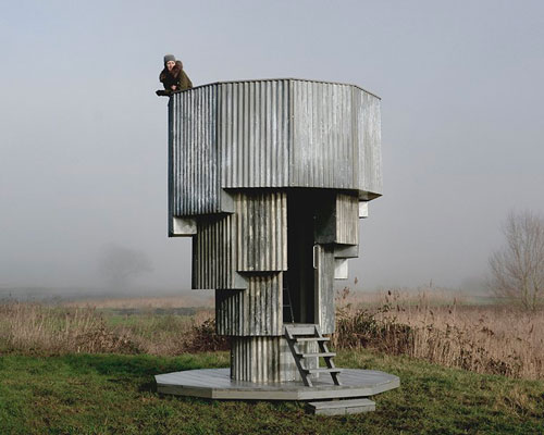 wilderness tower is a brutalist-inspired folly to watch wildlife in somerset, england