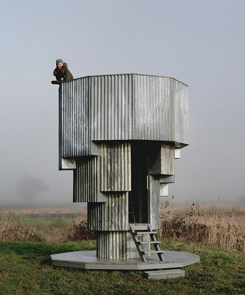 wilderness tower is a brutalist-inspired folly to watch wildlife in somerset, england