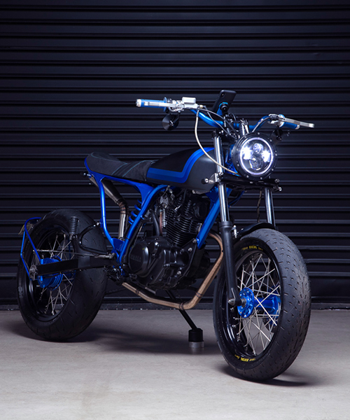 beauty in blue: yamaha TW200 street tracker bike by purpose built moto