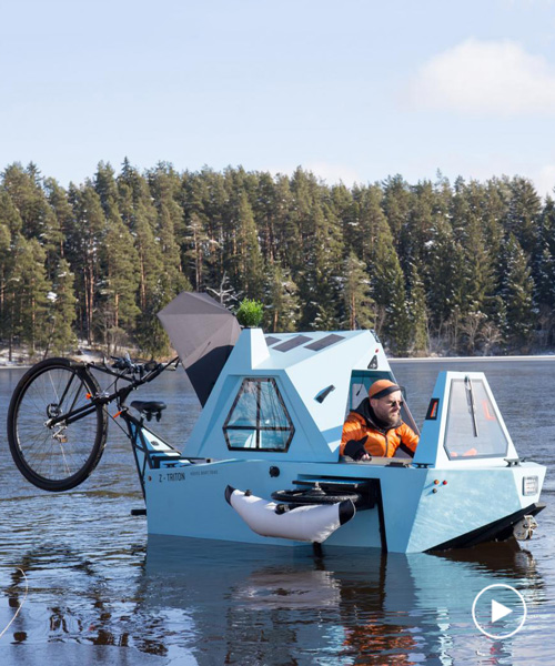 zeltini's 'z-triton' is a tiny electric camper combining house, trike and boat