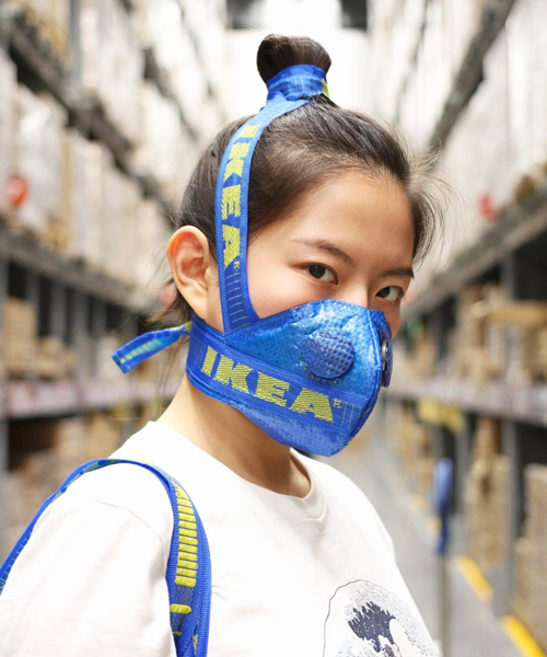 zhijun wang transforms IKEA's FRAKTA shopping bag into face mask
