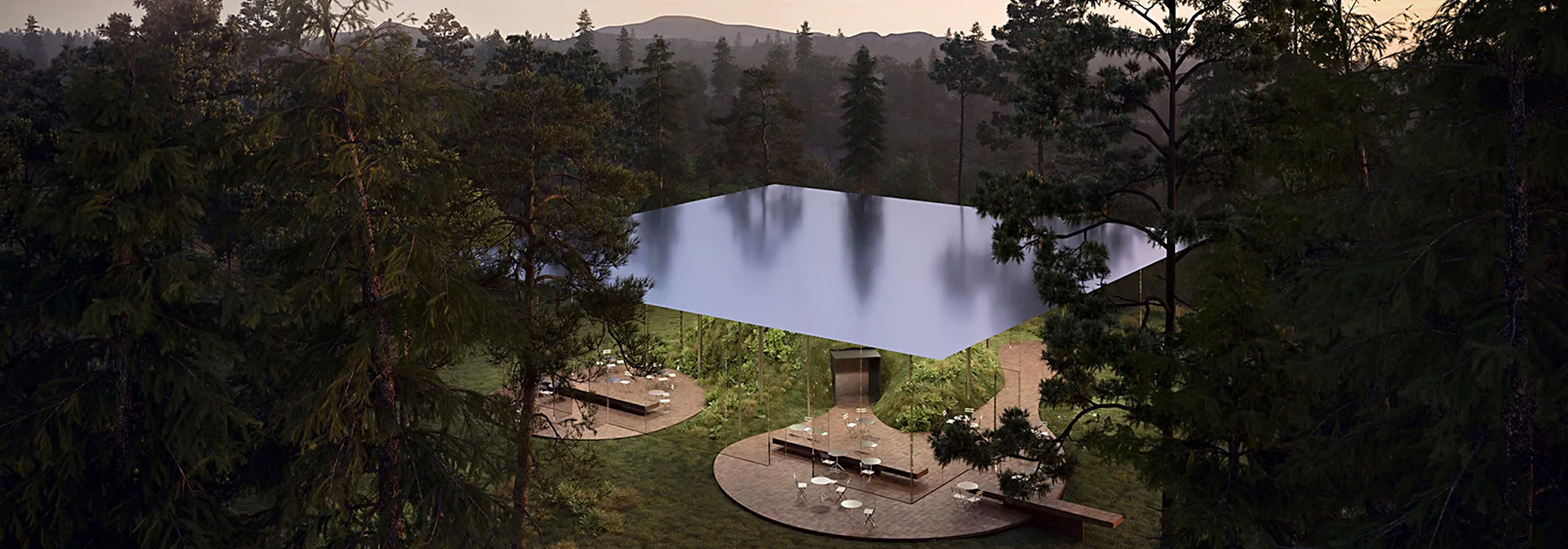 kois associated architects tops restaurant in greece with reflective floating roof