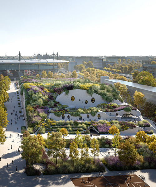 MVRDV proposes a vertical park + green lung for the paris olympic aquatic center