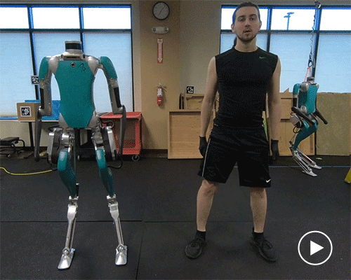 foldable agility robotics delivery bot squats in as your workout partner