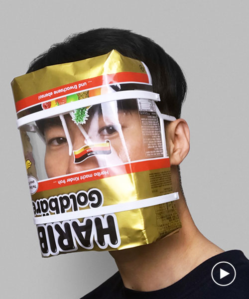 the 'ANYTHING' face shield can be made using whatever's around you, even a haribo packet
