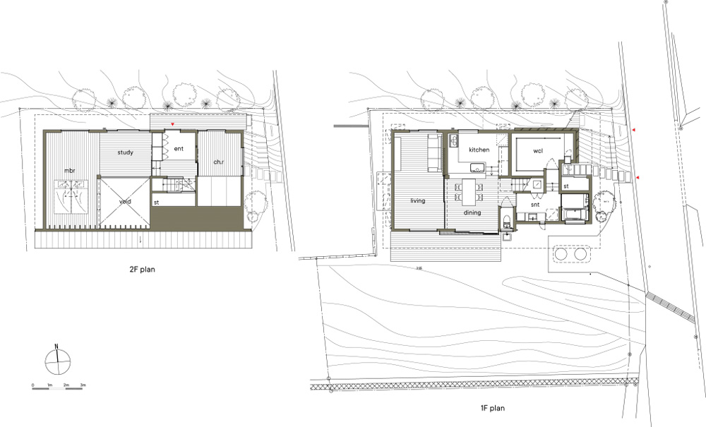 atelier thu splits japanese wooden house between two different terrain levels