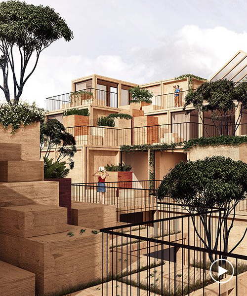 BARBIZON is a green urban living concept built from stackable CLT modules