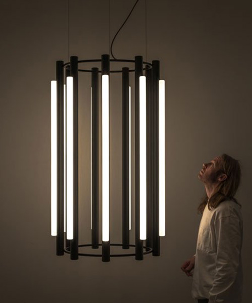 caine heintzman extends 'pipeline' luminaire series with chandelier design for ANDlight