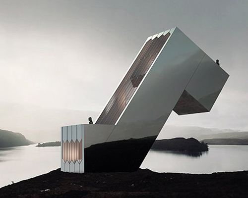 the diagonal dwelling is a luxury cabin concept by NYDE to 'defy the norms'