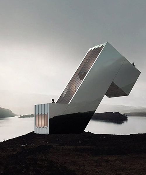 the diagonal dwelling is a luxury cabin concept by NYDE to 'defy the norms'