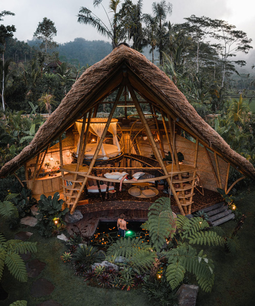 studio WNA builds all-bamboo 'hideout horizon' glamping house in bali