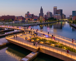 INFORM studio + buro happold build terraced gardens into providence pedestrian bridge