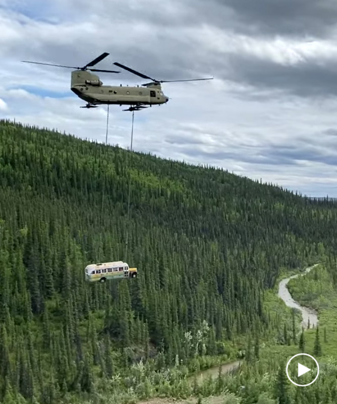 'into the wild' bus airlifted from remote alaskan landscape in light of public safety concerns
