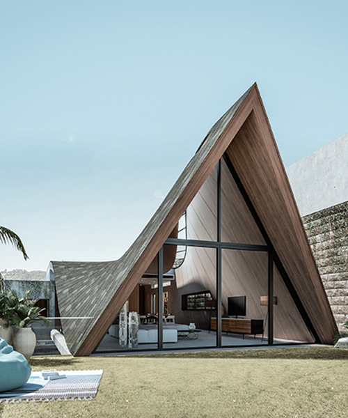 k-thengono's house with twisted roof in indonesia generates A-shaped facade