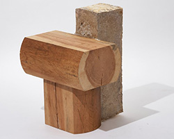 kyunchul kim combines old construction wood with mycelium to create stool furniture