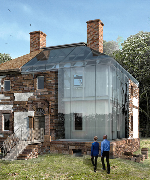 the glass house project fosters literal and historical transparency at 'menokin' ruins in virginia