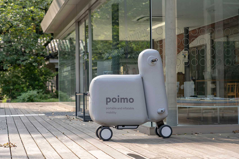 poimo, an inflatable electric scooter that fits inside your backpack