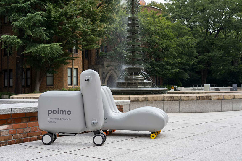 poimo, an inflatable electric scooter that fits inside your backpack