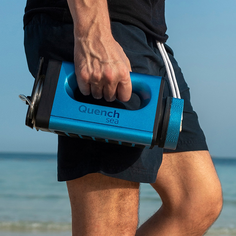 Quench Sea, a portable, low cost device that turns seawater into drinking water