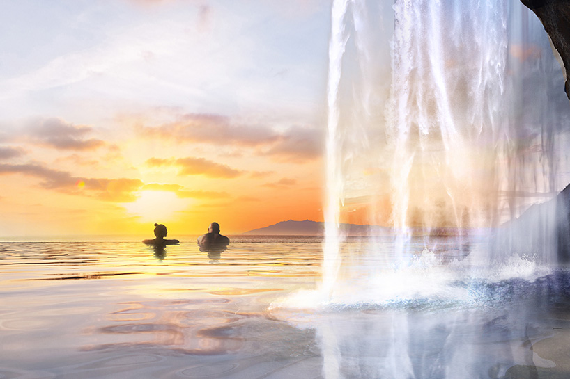 sky lagoon, iceland’s new geothermal lagoon featuring a swim-up bar with ocean views