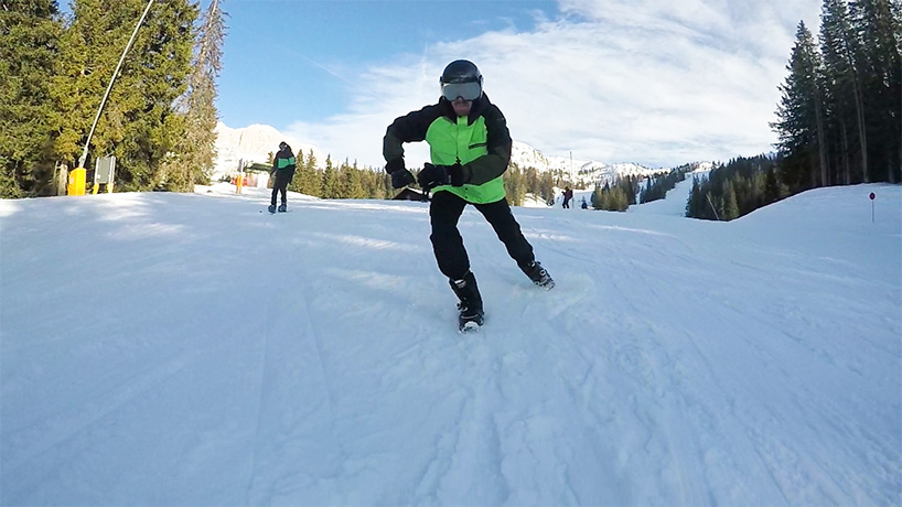 turn your shoes into skis with snowfeet, a combination of skis and skates