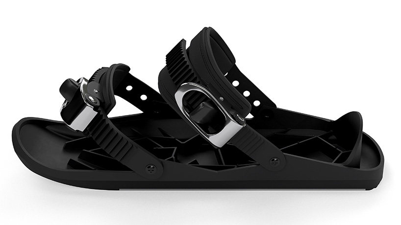 turn your shoes into mini skis with snowfeet, a combination of skis and skates