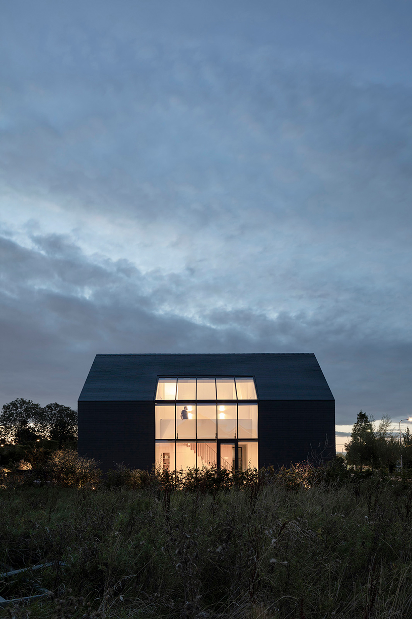 studio AAAN designs house zevenhuizen as a 'pure black sculpture' in the netherlands