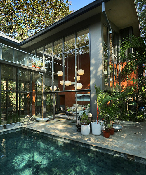 studio taan designs plush yet relaxed interior for 'kasu vana' holiday villa in goa, india