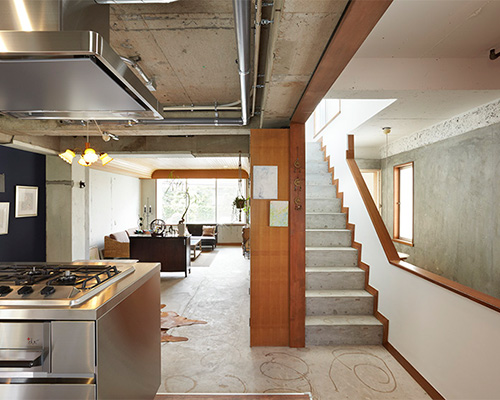 three-story building renovation in japan combines residential, retail + gallery use