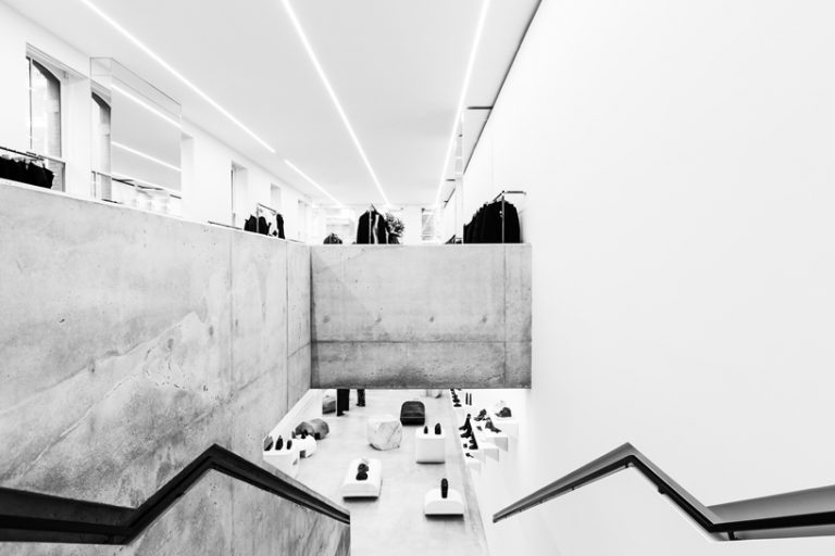 concrete and white minimalism defines rick owens soho store in new york