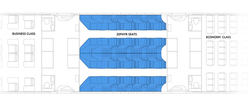 zephyr seat is a lie-flat airline seat for economy class travelers