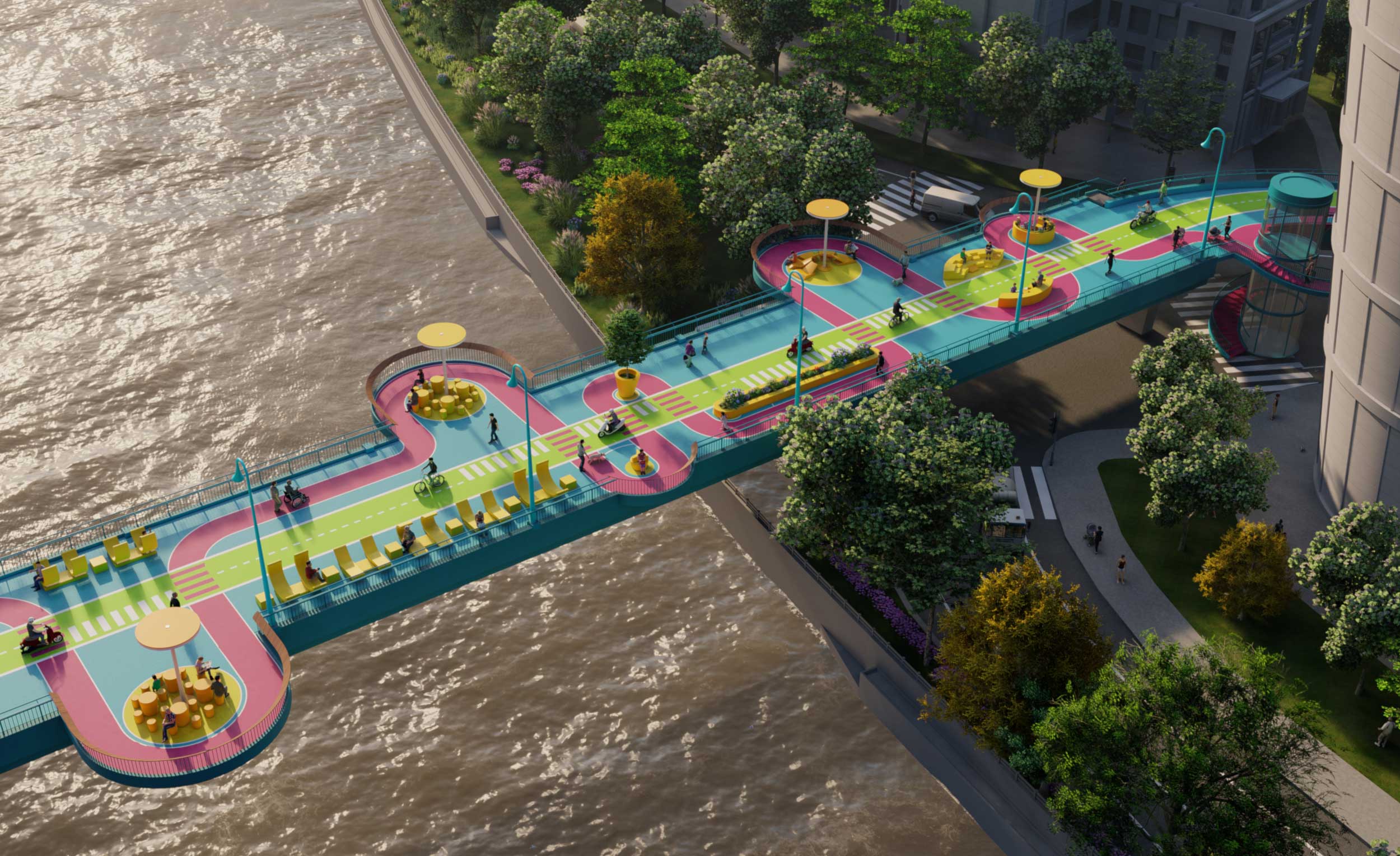 https://static.designboom.com/wp-content/uploads/2020/07/100architects-rejuvenate-pedestrian-bridge-shanghai-bright-colors-looped-shapes-designboom-full-wdith-02.jpg