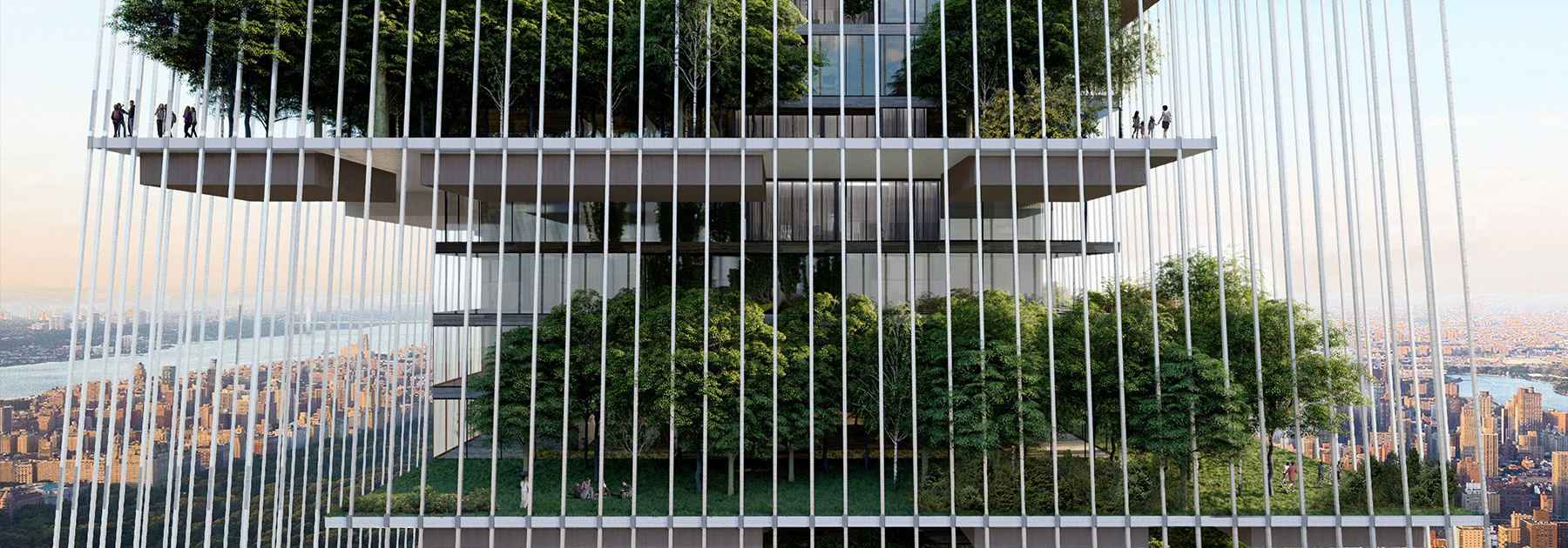 lissoni casal ribeiro proposes a skyscraper ecosystem with huge platform gardens for NYC