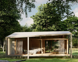 alexis dornier's stilt studios builds prefab 'tiny tetra' house using recycled materials in bali