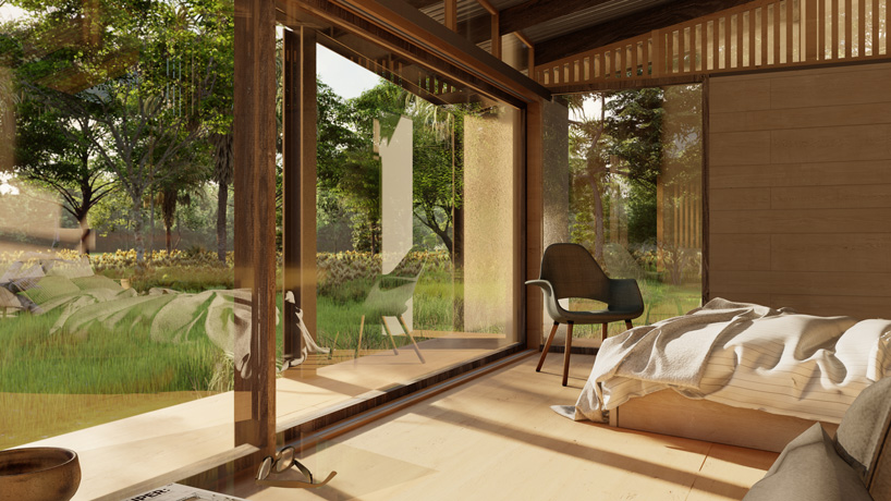 alexis dornier's stilt studios builds prefab 'tiny tetra' house using recycled materials in bali