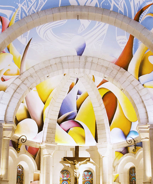 amaury dubois breathes life into french church with monumental street art fresco