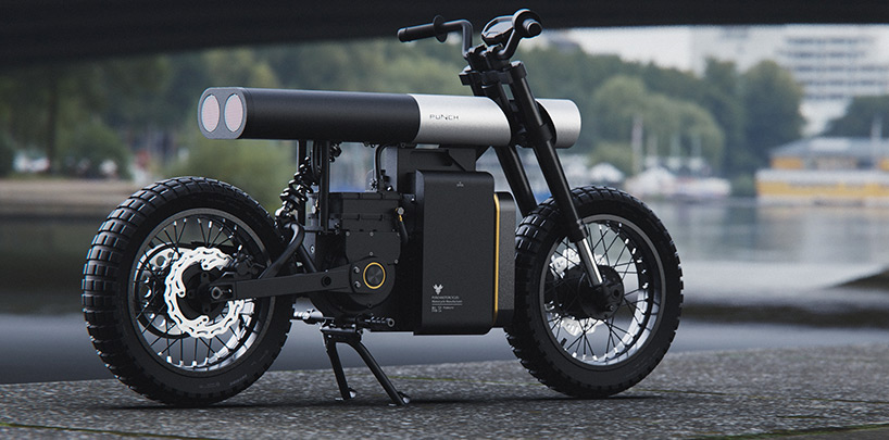 double-cylindrical body defines artem smirnov's punch electric motorcycle