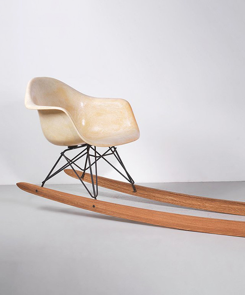 bert loeschner gives the eames plastic chairs a playful reinterpretation