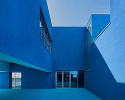 dominique coulon applies varying shades of blue to school group 'rené beauverie' in france
