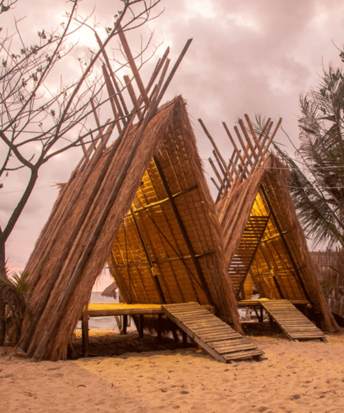 estudio cavernas builds beach huts in cambodia using local natural materials