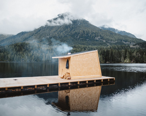 floating cedar sauna immerses nimmo bay's guests in the wilderness of british columbia