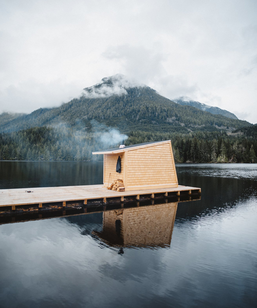 floating cedar sauna immerses nimmo bay's guests in the wilderness of british columbia