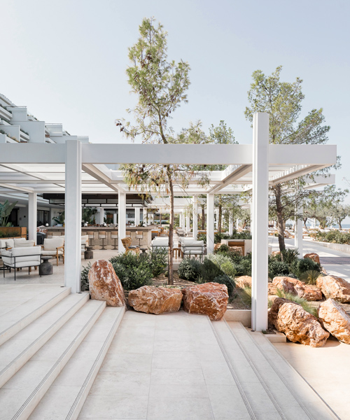 k-studio's light, breezy pergola shades its helios restaurant on athens riviera