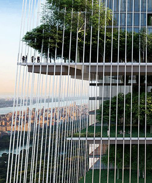 lissoni casal ribeiro proposes a skyscraper ecosystem with huge platform gardens for NYC