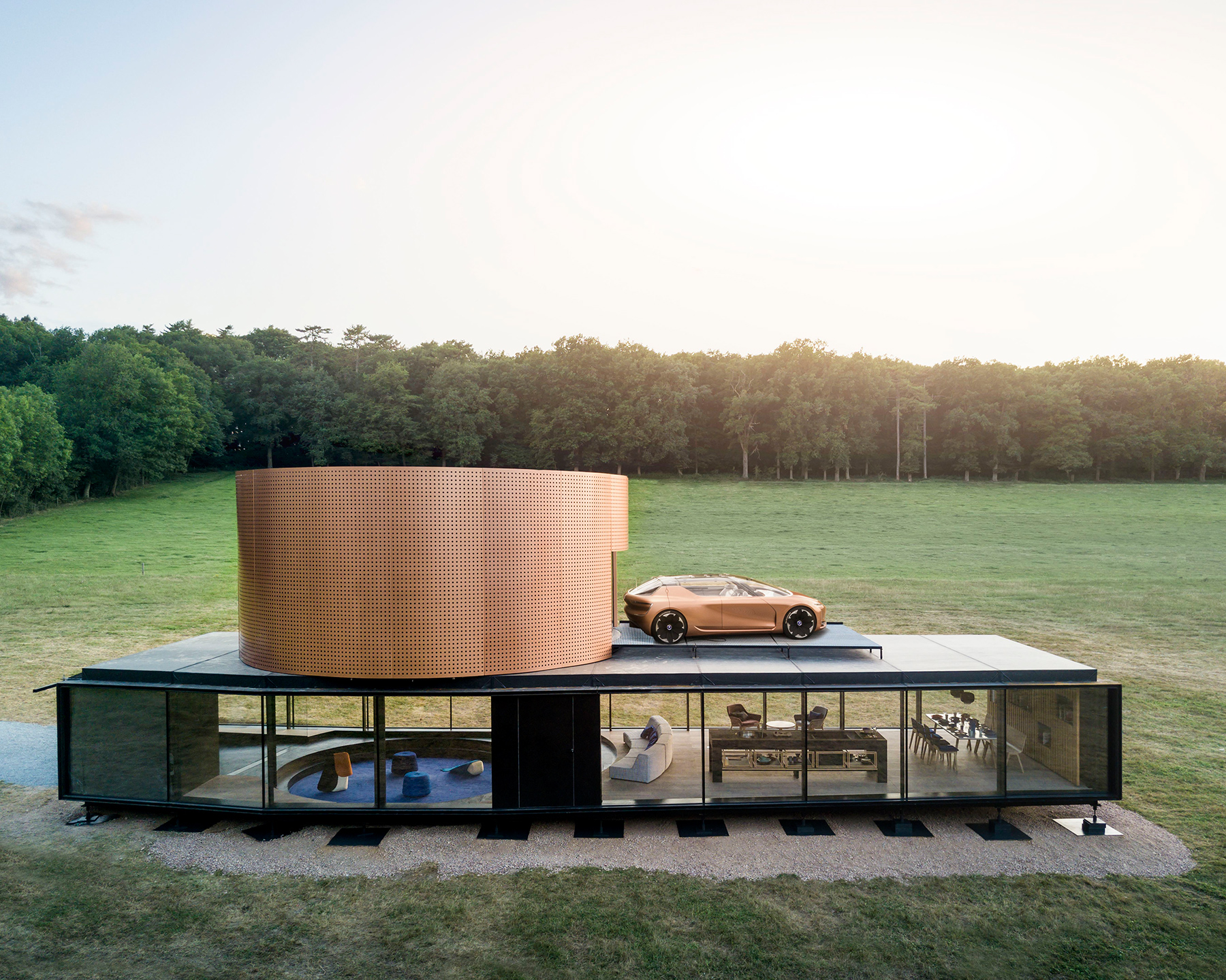 marchi-arcitectes-H33-modular-home-france-renault-symbioz-electric-car-designboom-011