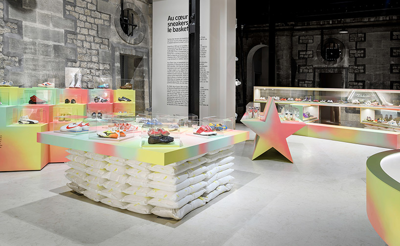 mathieu lehanneur conceives colorful scenography for 'playground — the design of sneakers'