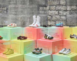 mathieu lehanneur conceives colorful scenography for 'playground — the design of sneakers'