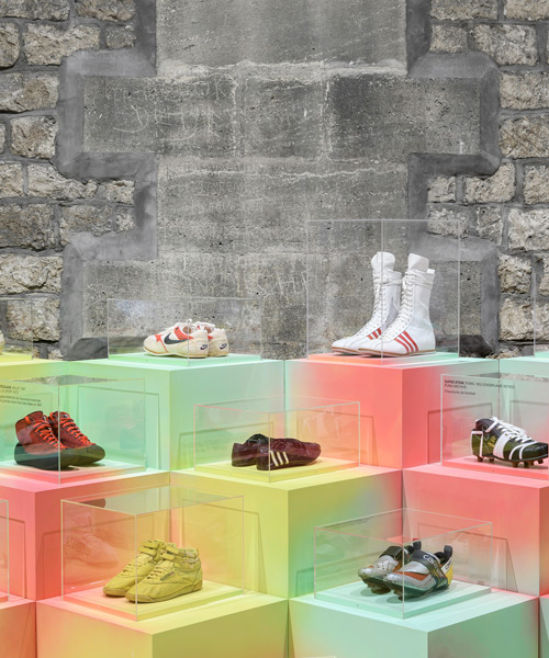 mathieu lehanneur conceives colorful scenography for 'playground — the design of sneakers'